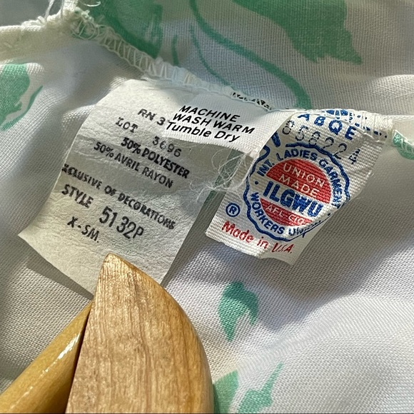 VTG Dress Mint Green Floral Flowers Ruffle Like New Vintage Lightweight - Picture 15 of 16